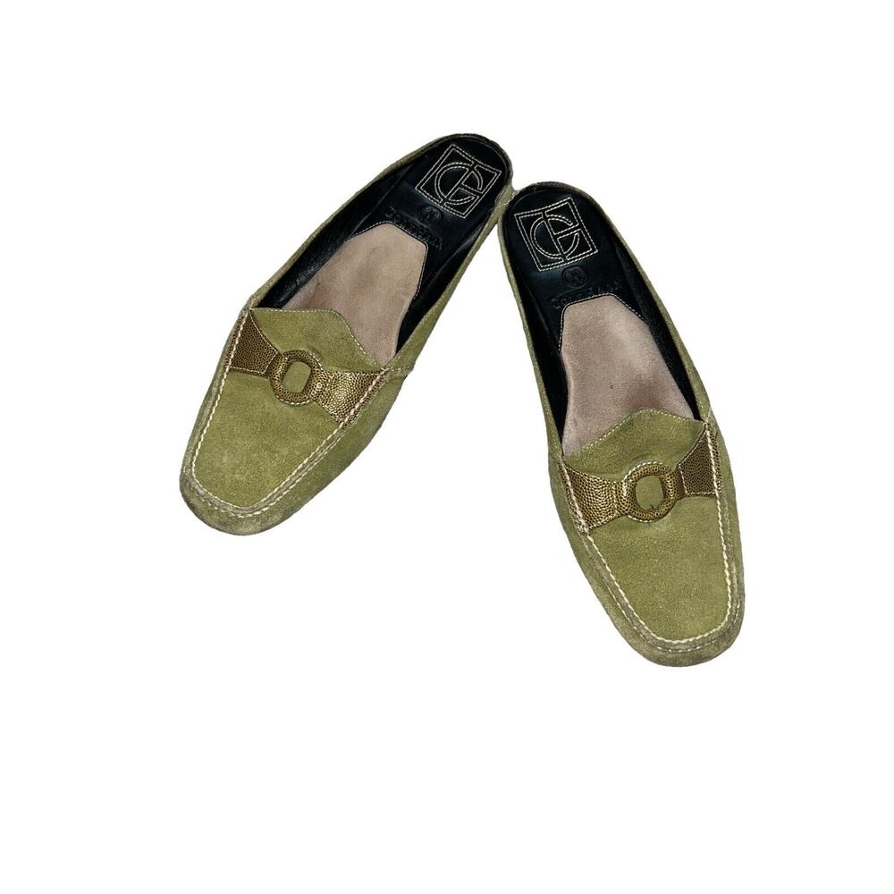 Cole Haan Air slip-on Mules suede‎ green loafer Size 7B Brazil